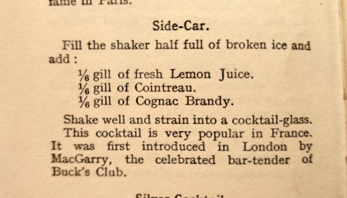 side-car cocktail 1922 robert vermeire